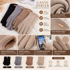 Gants Tactiles Femme Élégants - Coupe-Vent, Conduite et Vélo Hiver