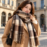 Écharpe Écossaise Femme - Châle à Franges Chaud Automne Hiver
