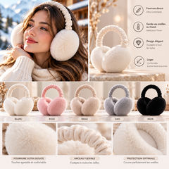 Cache-Oreilles Doux Femme - Peluche Fausse Fourrure Chaud Automne Hiver