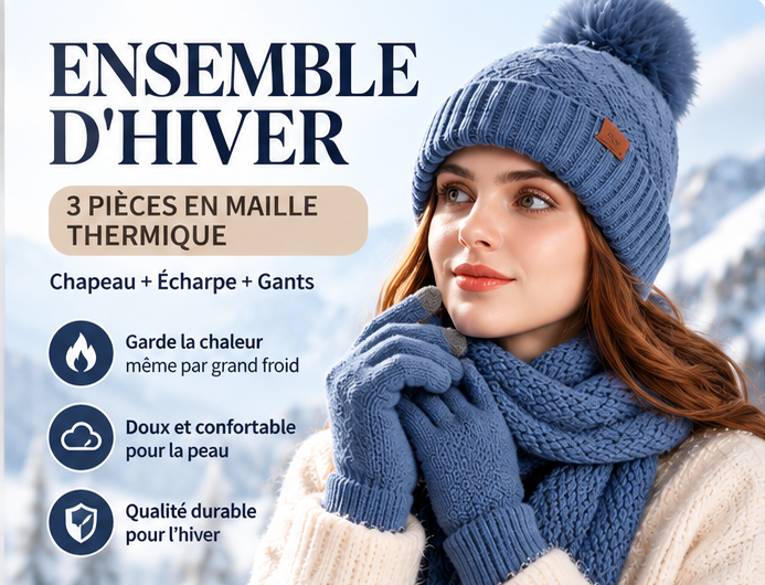 Ensemble Shita Femme 3 Pièces - Bonnet, Écharpe, Gants Polaire