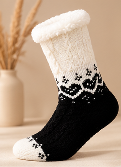 Chaussettes Cocooning Cœur Femme - Doublées Peluche Antidérapantes Hiver
