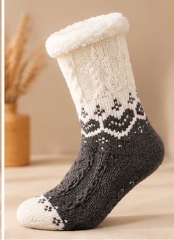 Chaussettes Cocooning Cœur Femme - Doublées Peluche Antidérapantes Hiver