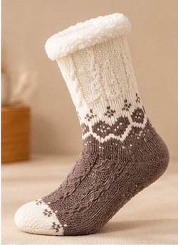 Chaussettes Cocooning Cœur Femme - Doublées Peluche Antidérapantes Hiver