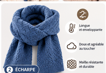 Ensemble Shita Femme 3 Pièces - Bonnet, Écharpe, Gants Polaire