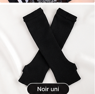 Mitaines Longues Rayées Femme - Manchettes Chauffe-Bras Coton Mi-Saison