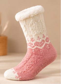 Chaussettes Cocooning Cœur Femme - Doublées Peluche Antidérapantes Hiver