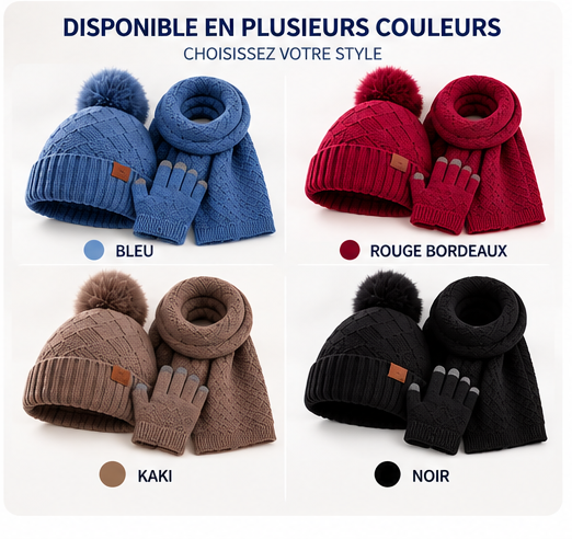 Ensemble Shita Femme 3 Pièces - Bonnet, Écharpe, Gants Polaire