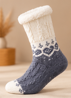 Chaussettes Cocooning Cœur Femme - Doublées Peluche Antidérapantes Hiver