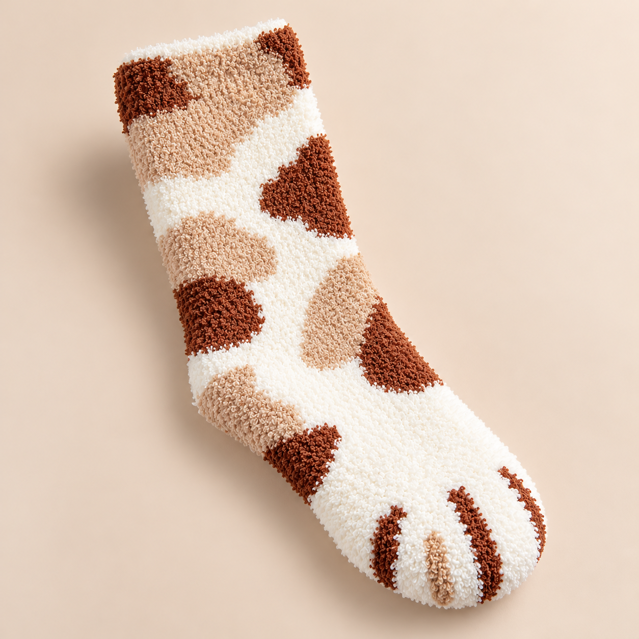 Chaussettes Minou – pattes de chat en velours corail