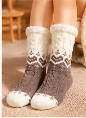 Chaussettes Cocooning Cœur Femme - Doublées Peluche Antidérapantes Hiver