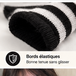 Mitaines Longues Rayées Femme - Manchettes Chauffe-Bras Coton Mi-Saison