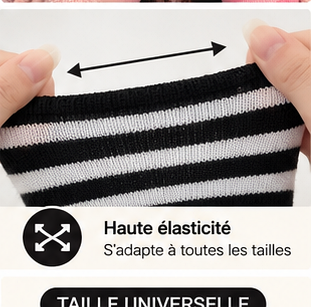Mitaines Longues Rayées Femme - Manchettes Chauffe-Bras Coton Mi-Saison