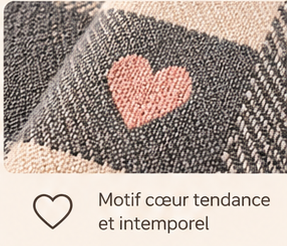 Écharpe Cœur Femme - Grand Châle Épais à Carreaux Hiver
