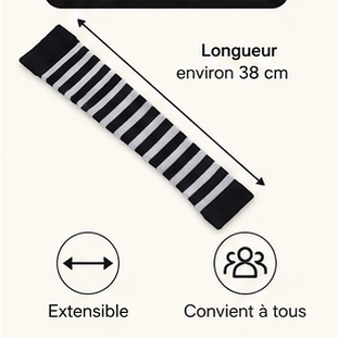 Mitaines Longues Rayées Femme - Manchettes Chauffe-Bras Coton Mi-Saison