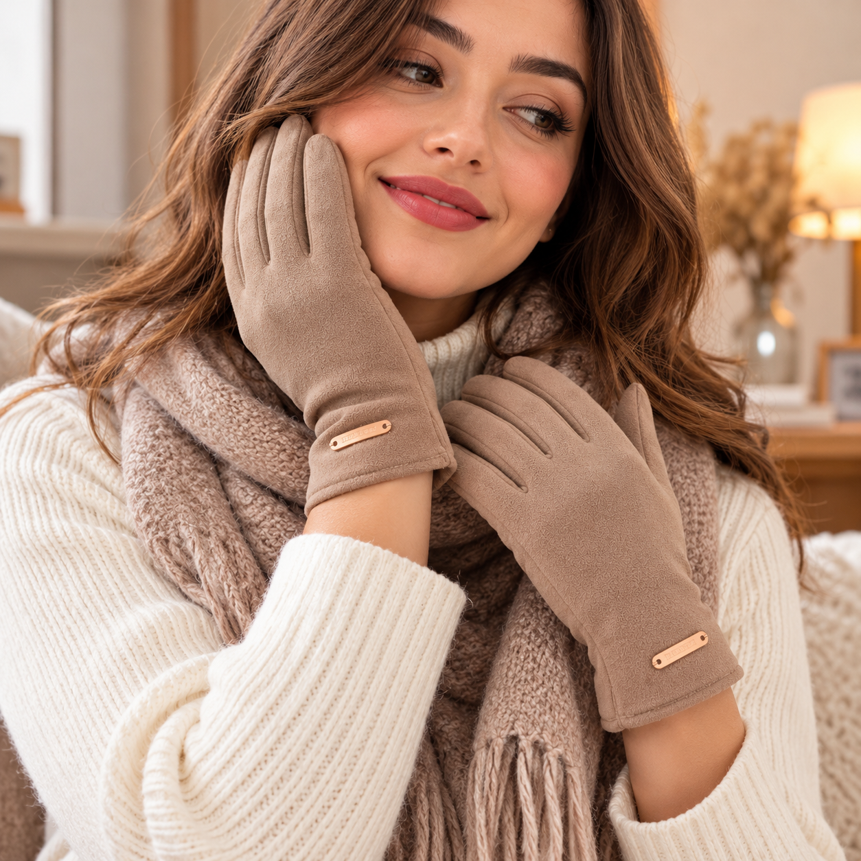 Gants Tactiles Femme Élégants - Coupe-Vent, Conduite et Vélo Hiver