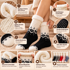 Chaussettes Cocooning Cœur Femme - Doublées Peluche Antidérapantes Hiver