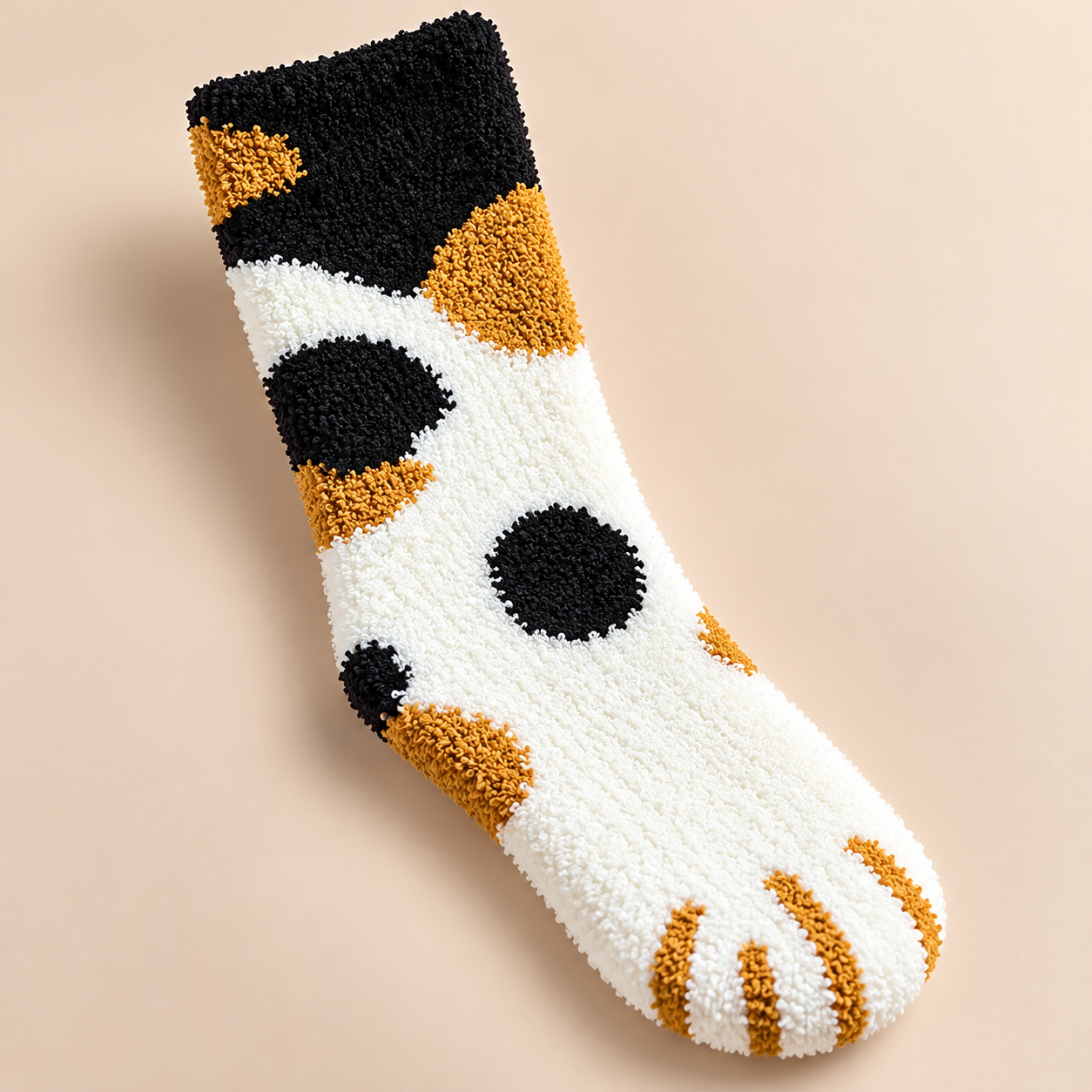 Chaussettes Minou – pattes de chat en velours corail