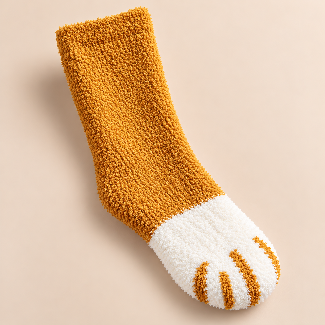 Chaussettes Minou – pattes de chat en velours corail