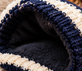Bonnet Rayé Femme - Tricoté Ample Chaud Automne Hiver