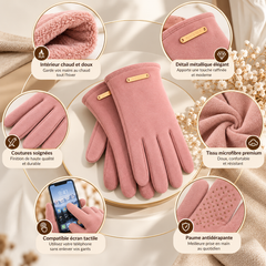 Gants Tactiles Femme Élégants - Coupe-Vent, Conduite et Vélo Hiver